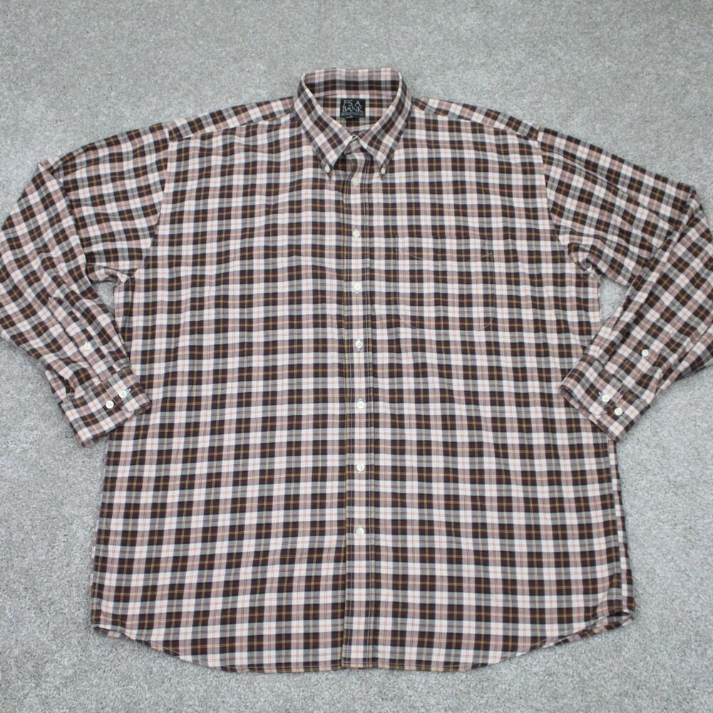 Jos. A. Bank Shirt Men XL Brown Executive Collection 100% Cotton L/S Button Down